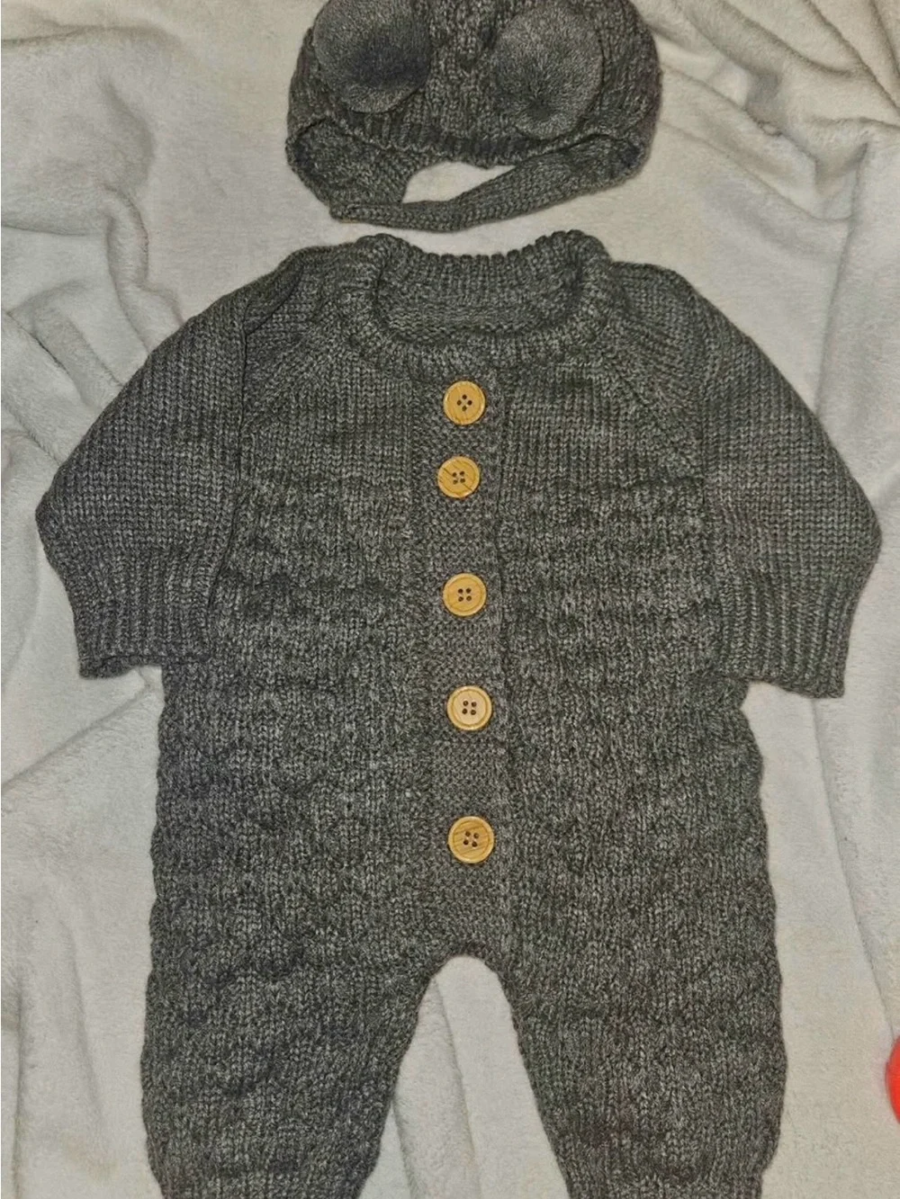 Allshope 3 month Baby Knit Sweater Romper With Hat